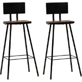 Syfax Barhocker 2 Stk. Massives Altholz
