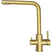 OEM DQOK Küchenarmatur, Doppelgriff-Design, gebürsteter Edelstahl, ssd gold, G1/2