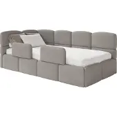 Selsey Cloudy – Kinderbett 120x200, Kopfteil links, Matratze & Bettkasten, Chenille Hellbraun