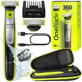 Philips OneBlade Rasierer QP2734/23 + Etui, Grün/Schwarz, 1x Klinge 360°