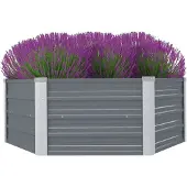 Syfax Hochbeet 129 x 129 x 45 cm Verzinkter Stahl Grau