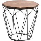 AEA Moderner Couchtisch mit Holzplatte und Metallgestell in Diamantform