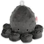 Bobono Oktopus Kuscheltier für Kinder mit Rassel - anthrazit