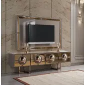 AEA TV Ständer RTV Lowboard Wohnwand Sideboard Gold Holz Rahmen Modern