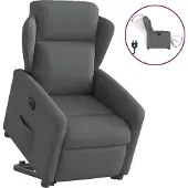 Syfax Relaxsessel mit Aufstehhilfe Elektrisch Dunkelgrau Stoff
