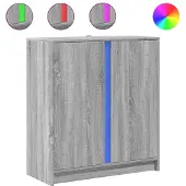 Syfax LED-Sideboard Grau Sonoma 77x34x85 cm Holzwerkstoff