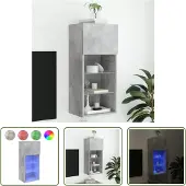 The Living Store TV-Schrank mit LED-Leuchten Betongrau 40,5x30x90 cm