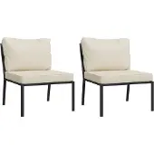 Syfax Gartenstühle mit Sandfarbigen Kissen 2 Stk. 60x74x79 cm Stahl