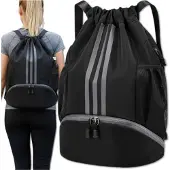 Edibazzar | Schwarzer Sportrucksack mit Kordelzug für Gymnastiktraining, Sporttasche