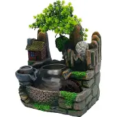 OEM Innen-Wasserfallbrunnen, LED-Beleuchtung, kompaktes Design, grün