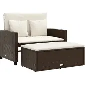 Syfax Gartensofa mit Kissen 2-Sitzer Braun Poly Rattan