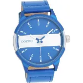 Oozoo Damen Herren Armbanduhr blau Analog Timepieces Lederarmband D2UOC11442