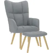 Syfax Relaxsessel mit Hocker Hellgrau Stoff