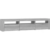Syfax TV-Schrank mit LED-Leuchten Grau Sonoma 180x35x40 cm