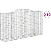 vidaXL Gabionen mit Hochbogen 10 Stk 300x50x160/180cm Verzinktes Eisen