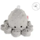 Bobono Oktopus Kuscheltier für Kinder mit Rassel - grau