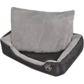 The Living Store Hundebett mit gepolstertem Kissen Größe L Schwarz