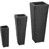 Syfax Garten-Hochbeet 3-tlg. Poly Rattan Schwarz