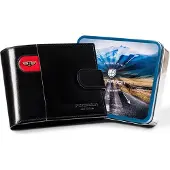 PTN 22301L-VT-E-2565 Schwarz-Rote Lederbrieftasche