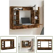 The Living Store Wand-Schreibtisch Räuchereiche 105x48x75 cm Holzwerkstoff