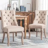 Merax 2er Set Esszimmerstühle, Polsterstuhl aus Samt, Beige"Dionysus"