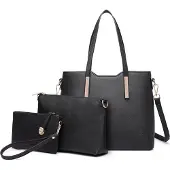 Sonstiges Miss Lulu Damen Große Handtasche Schultertasche Kunstleder 3tlg. Set