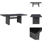 vidaXL Garten-Esstisch Schwarz 200x100x74 cm Glas und Poly Rattan - Gartentische