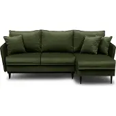 Selsey Eckschlafsofa Volio olivgrŸn Samt hydrophobe schwarze Beine