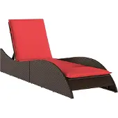 Syfax Sonnenliege mit Kissen Braun 60x205x73 cm Poly Rattan