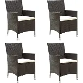 Syfax Gartenstühle mit Sitzpolster 4 Stk. Poly Rattan Braun