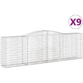 vidaXL Gabionen mit Hochbogen 9 Stk. 400x50x120/140cm Verzinktes Eisen