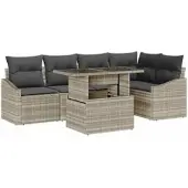 vidaXL Garten-Sofa-Set 6 stk. Hellgrau und Dunkelgrau