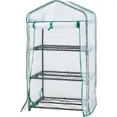 En.casa Gewächshaus 'Chaam' mit 3 Ablagen 125x69x49cm Weiß