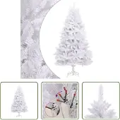 The Living Store Künstlicher Weihnachtsbaum Klappbar mit Ständer Weiß 210 cm