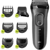 Braun Elektrorasierer Series 3 3000BT Shave&Style 3-in-1 mit Präzisionstrimmer und 5 Kammaufsätzen