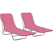 Syfax Klappbare Sonnenliegen 2 Stk. Stahl und Stoff Rosa