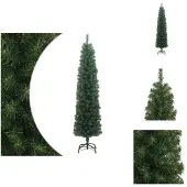 vidaXL Künstlicher Weihnachtsbaum Schlank mit Ständer Grün 240 cm PVC - Weihnachtsbäume