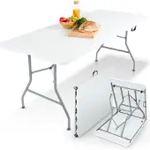 Arebos Klappbarer Buffettisch 182x74x74 cm | Gartentisch für 8 Personen, Weiß
