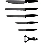 Michelino Messerset 6-teilig Edelstahl Klingen Küchenmesser Kochmesser Schäler Messer Schwarz