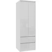 Akord Kleiderschrank Star Weiß/Weiß Hochglanz 60X51X180 Cm