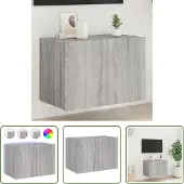 The Living Store TV-Wandschrank mit LED-Leuchten Grau Sonoma 60x35x41 cm