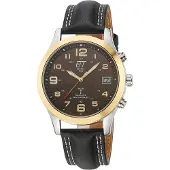 ETT EGS-11487-22L Herren-Armbanduhr, Edelstahl-Gehäuse, Leder-Armband, Solarbetrieb