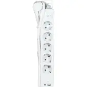 Logilink Outlet Strip, 5 safety sockets, w/ 1x USB-A, 1x USB-C Port, white