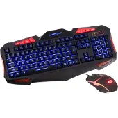 Esperanza EGK3000, Volle Größe (100%), Kabelgebunden, USB, QWERTY, Schwarz, Rot, Maus enthalten