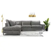 AX Living Couch hellgrau Castellio Wohnlandschaft L Form 314 cm L