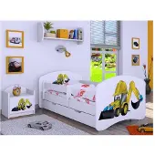 BDW , Kinderbett mit Matratze & Bettkasten, Weiß, 160x80