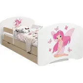 BDW Kinderbett, Doppelseitiges mit Schublade, Prinzessin mit Schmetterlingen, 190/90