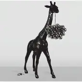 Casa Padrino Luxus Stehleuchte Giraffe Schwarz H. 230 cm - Tier Stehleuchten
