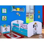 BDW , Kinderbett mit Rausfallschutz, Matratze, Schublade, Blau Superhund, 2, 190x90cm