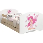 BDW Kinderbett, Doppelseitiges mit Schublade, Prinzessin mit Schmetterlingen, 160/80